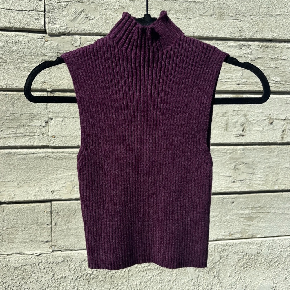 Zara Sweater Knit Sleeveless Mock Neck Tank